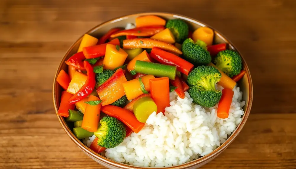 Gemüsepfanne mit Reis - vegan und vitaminreich