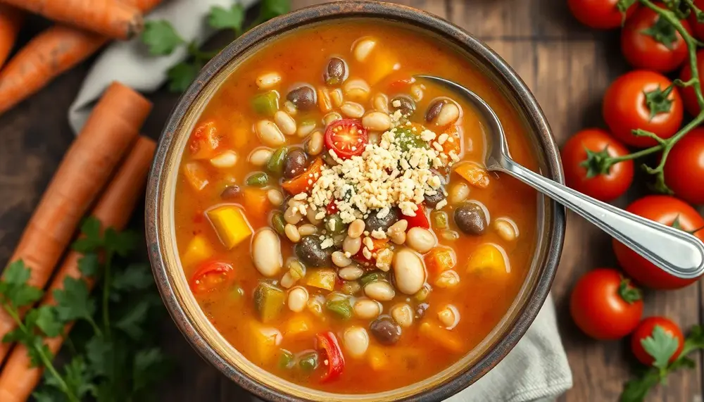 Herzhafte Suppe mit Hefeflocken: Veganer Geschmacksgarant