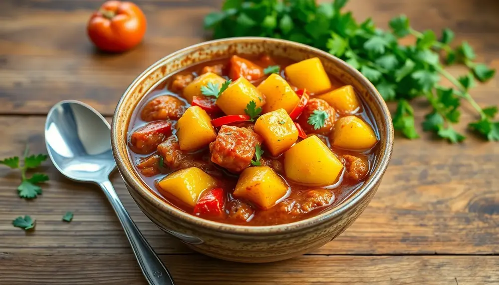 Herzhafter Genuss ohne Fleisch: Veganes Gulasch mit Kartoffeln