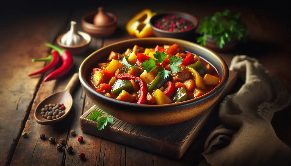 Klassisches Gulasch in veganer Variante: Mit Kartoffeln und Paprika