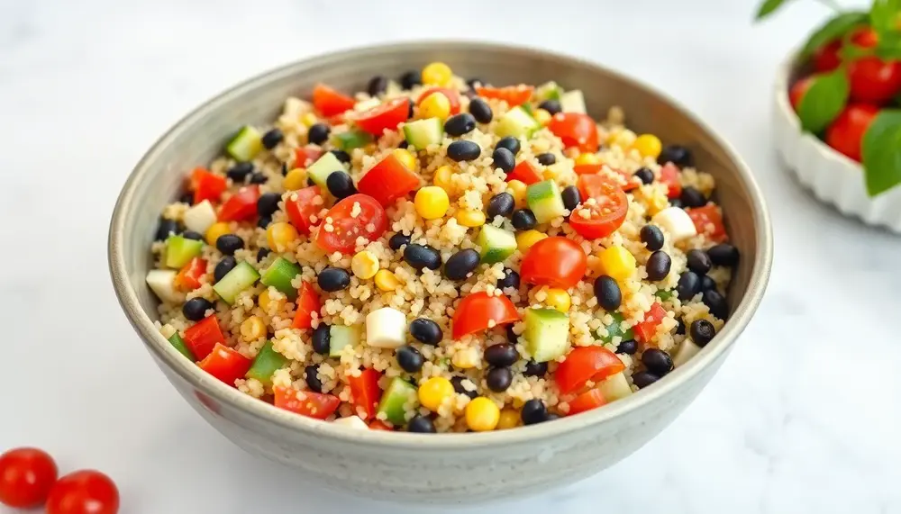Leckerer Quinoa Salat mit schwarzen Bohnen - gesund und voller Geschmack