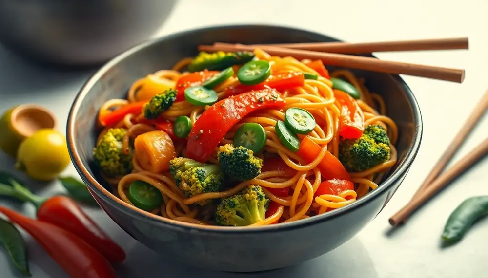 Vegane Nudelpfanne: One Pot Pasta mit asiatischem Touch