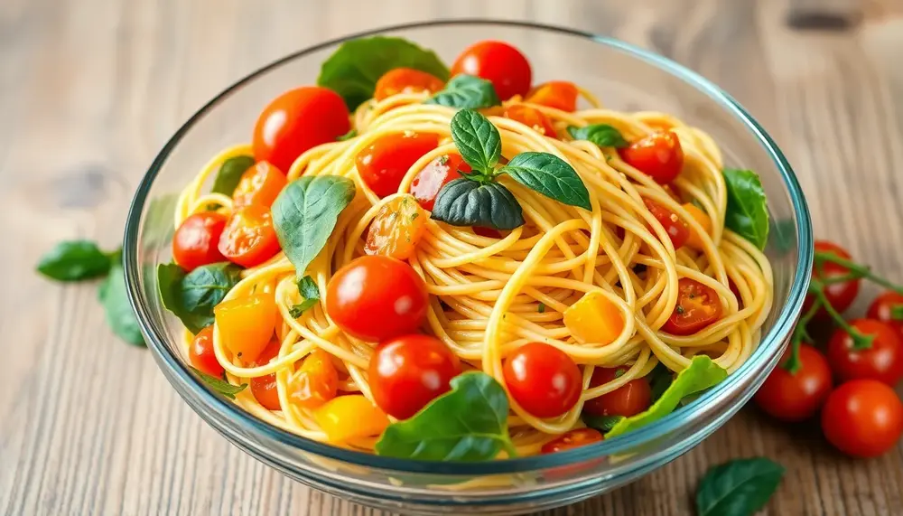 Veganer Spaghetti Salat: Leicht, bunt und lecker