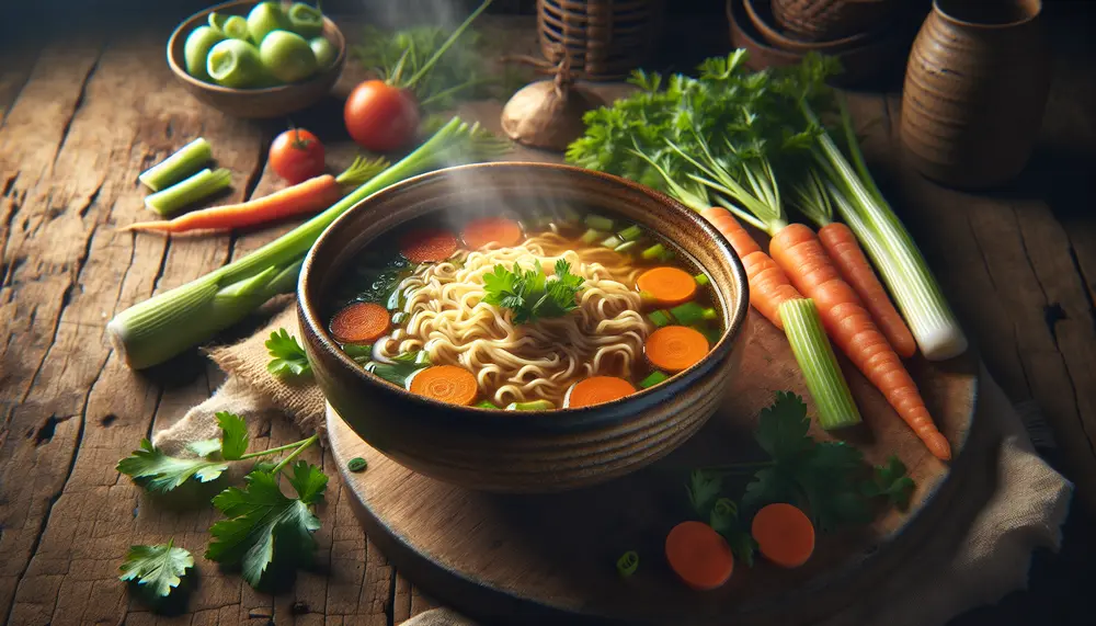 Wärmender Klassiker in vegan: Vegane Nudelsuppe